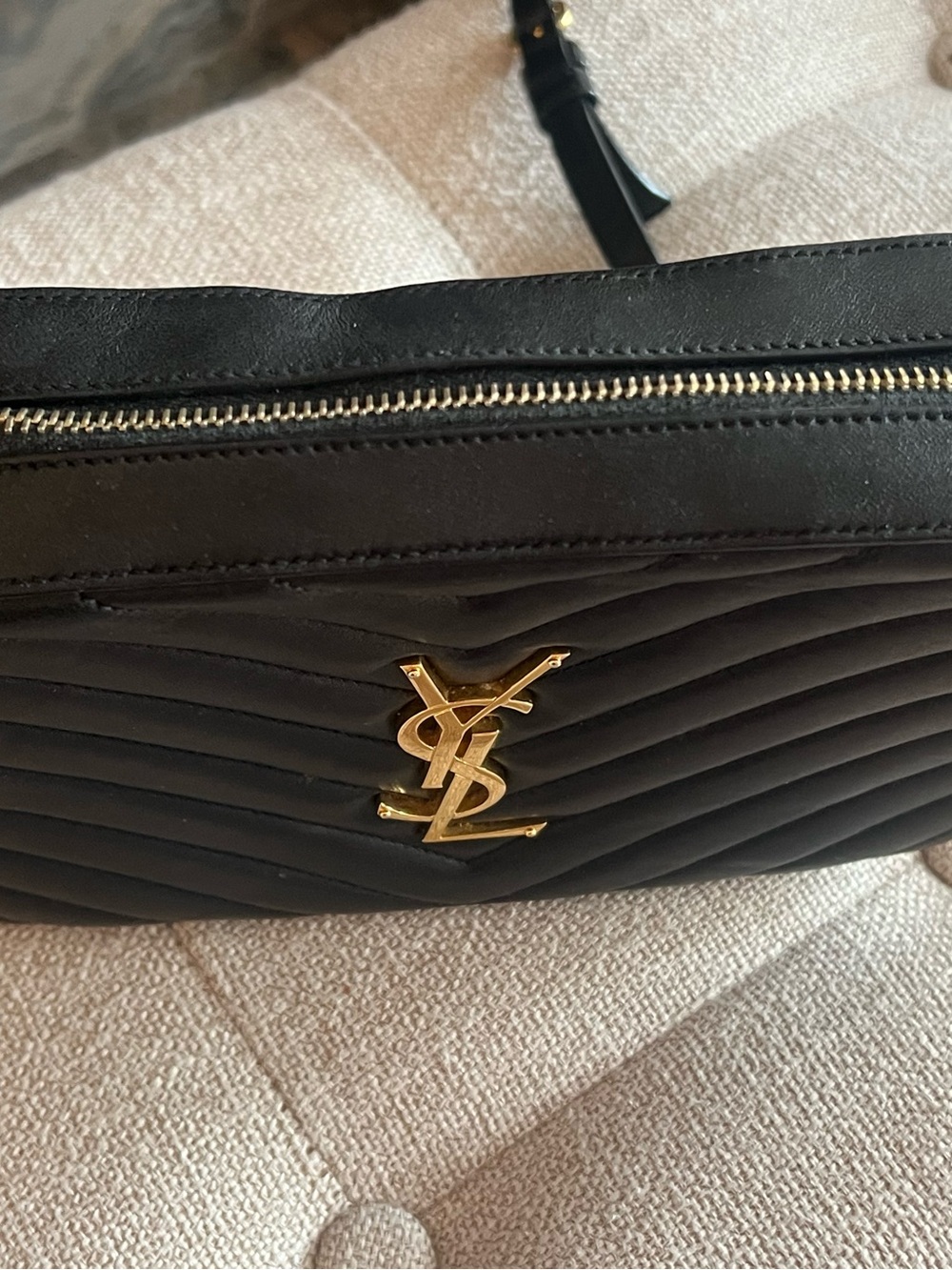 Saint Laurent Black Quilted Leather Crossbody with Gold YSL Hardware - Picture 9 of 10